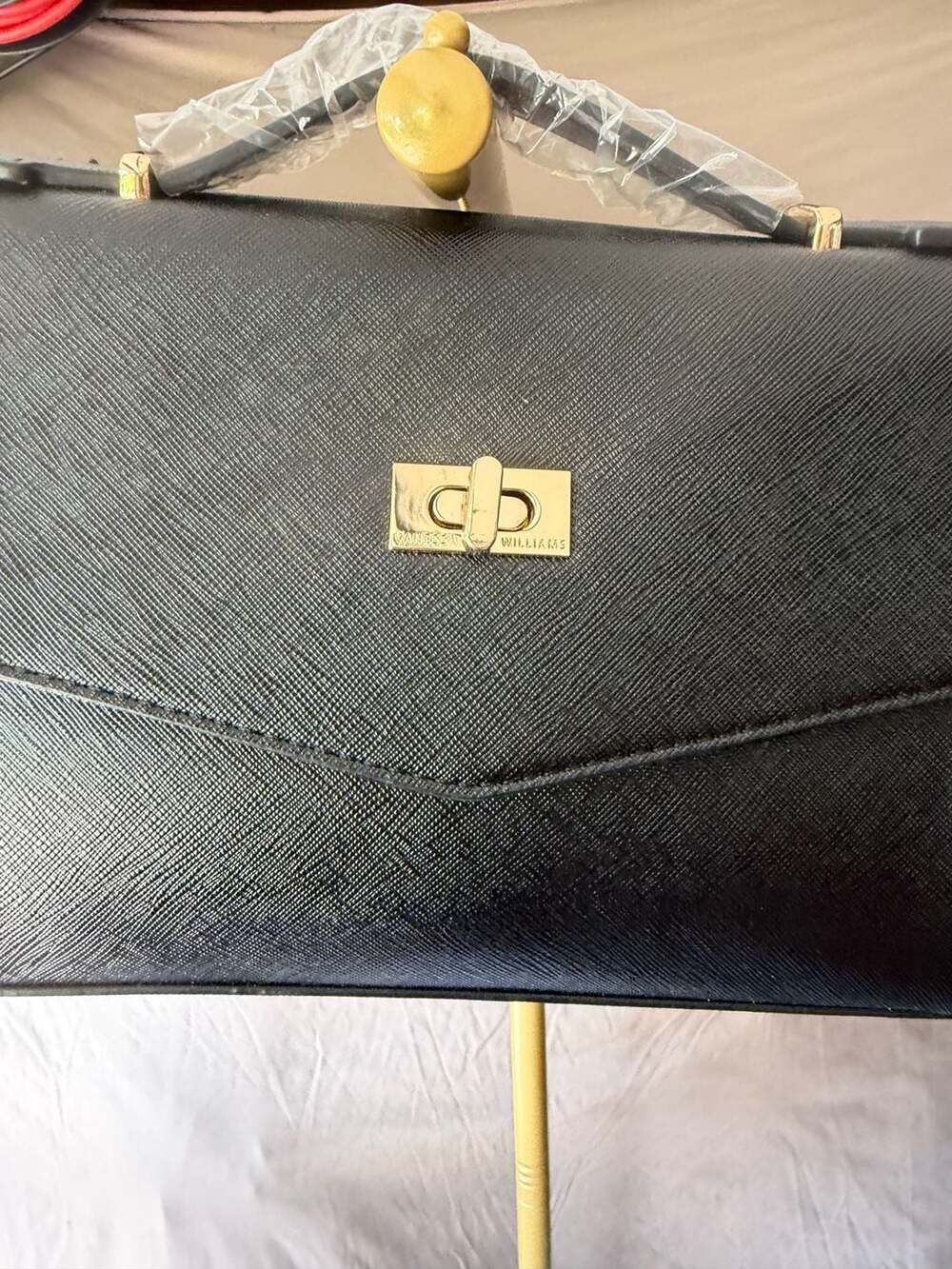 Vanessa Williams Black Structured Satchel Handbag
